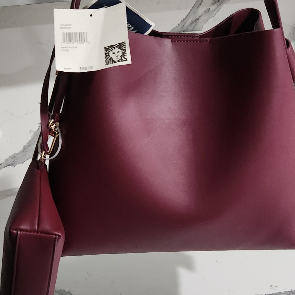 Burgundy Leather Ann Klein Handbag - Picture 2 of 2